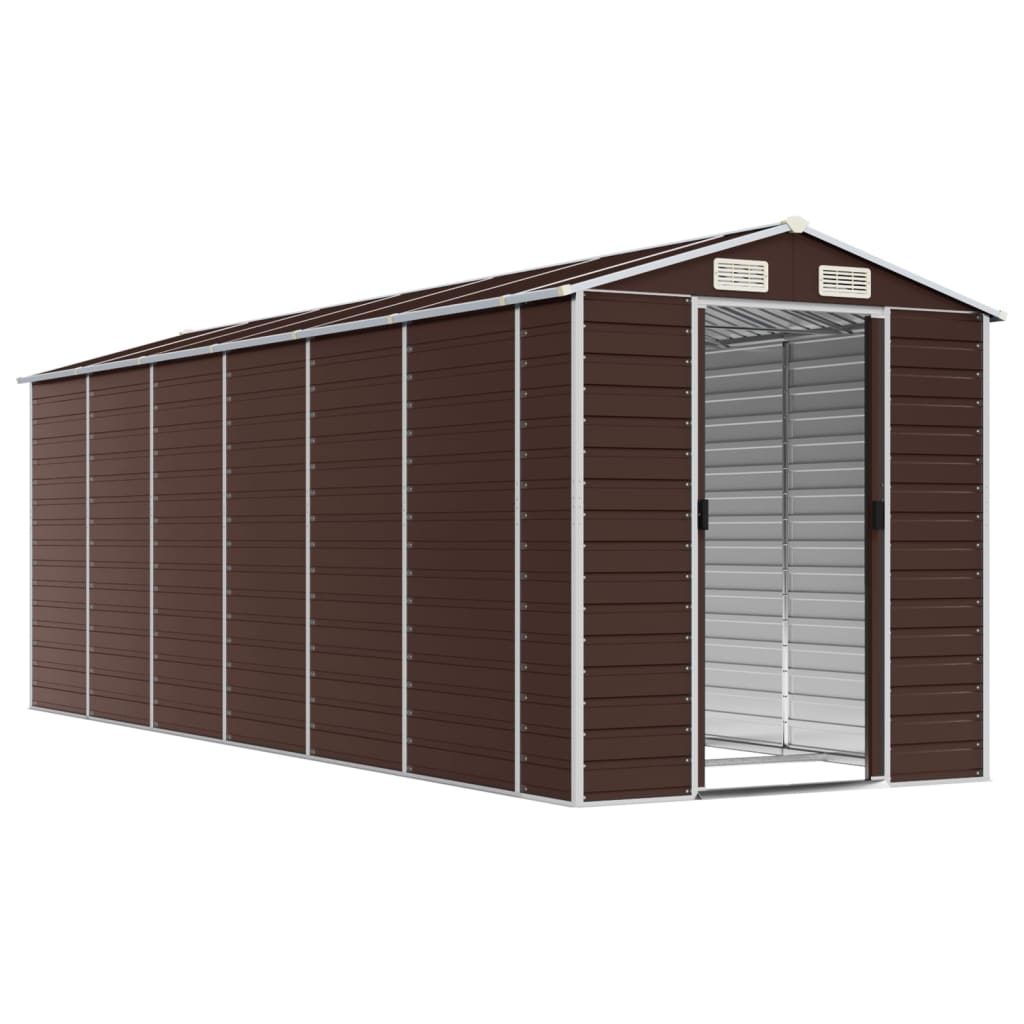 Vidaxl Garden Shed 191x555x198 cm ocynkowana stalowa brąz