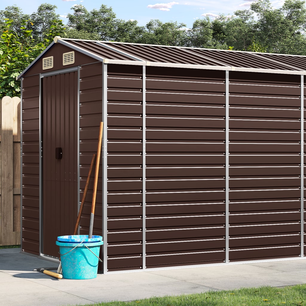 Vidaxl Garden Shed 191x555x198 cm ocynkowana stalowa brąz