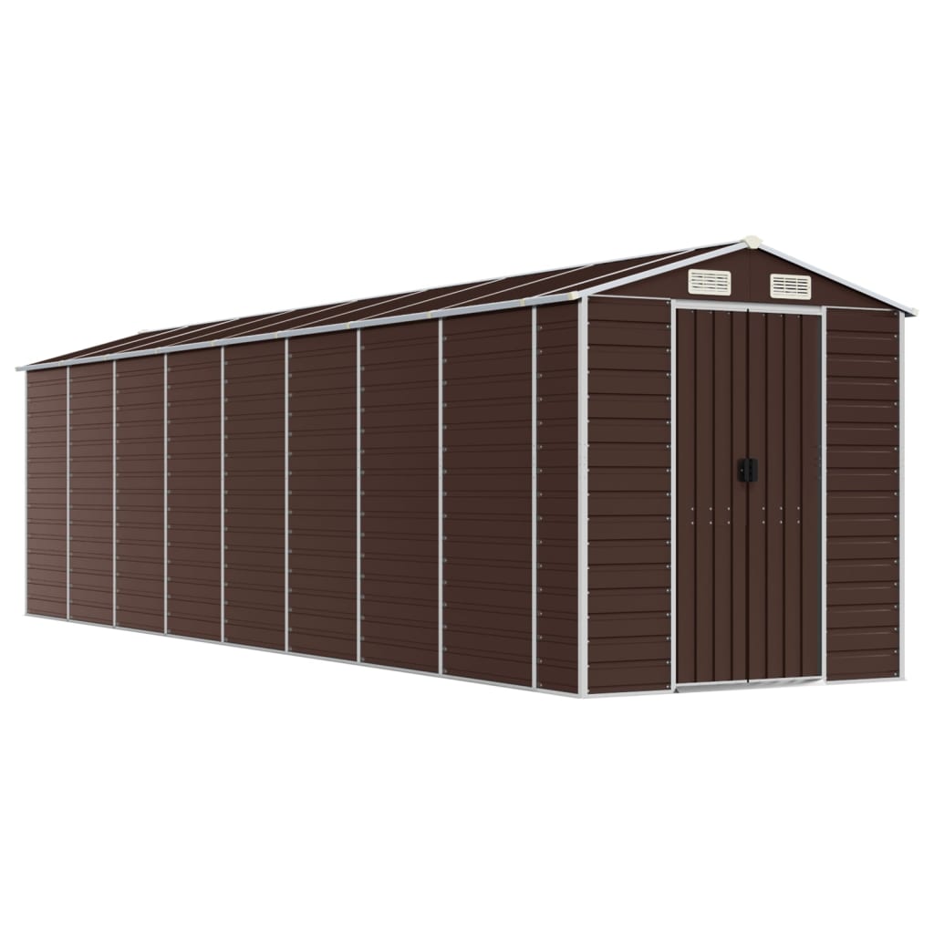 Vidaxl garden shed 191x725x198 cm galvanized steel brown