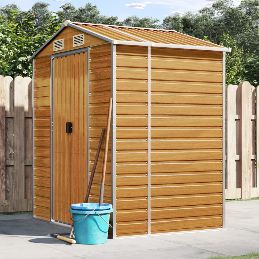 Vidaxl Garden Shed 191x130x198 cm ocynkowana stalowa jasnobrązowa