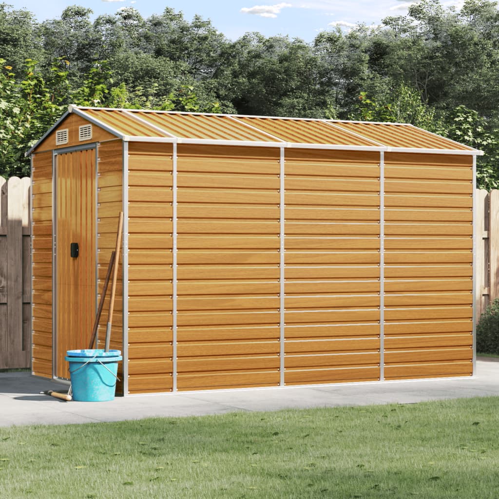 Vidaxl Garden Shed 191x300x198 cm pocinkano jekleno svetlo rjavo