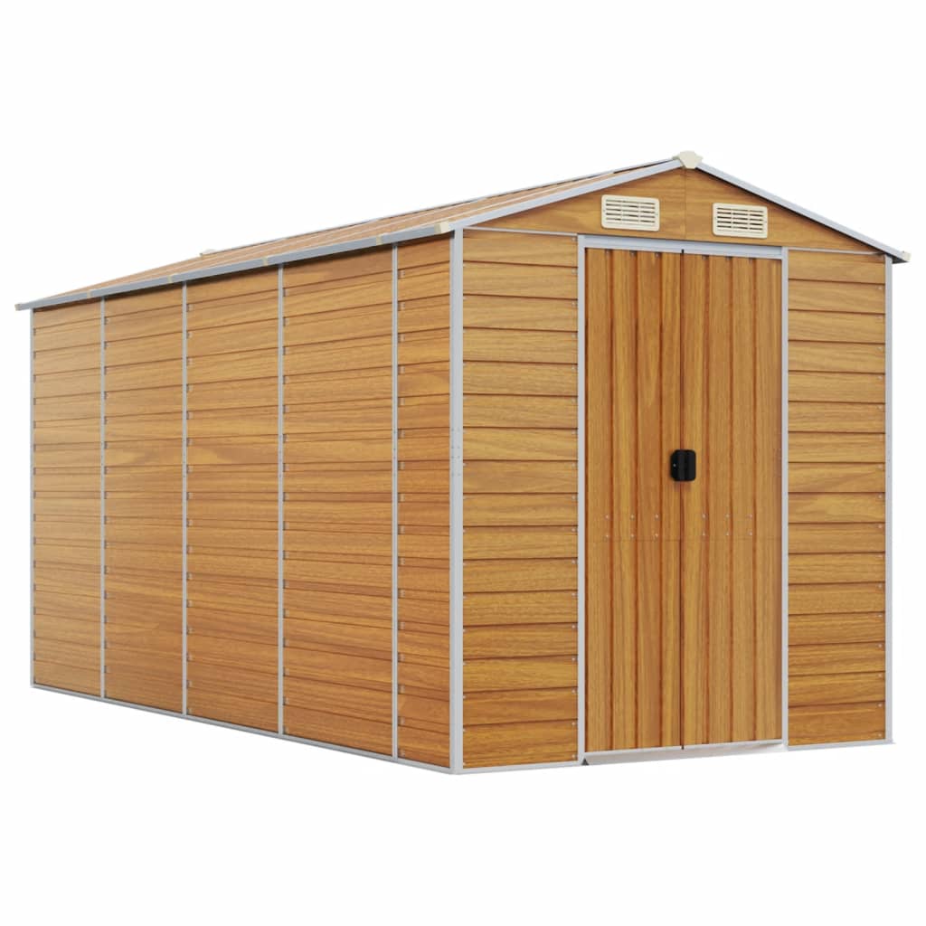 Vidaxl Garden Shed 191x385x198 cm ocynkowana stalowa jasnobrązowa