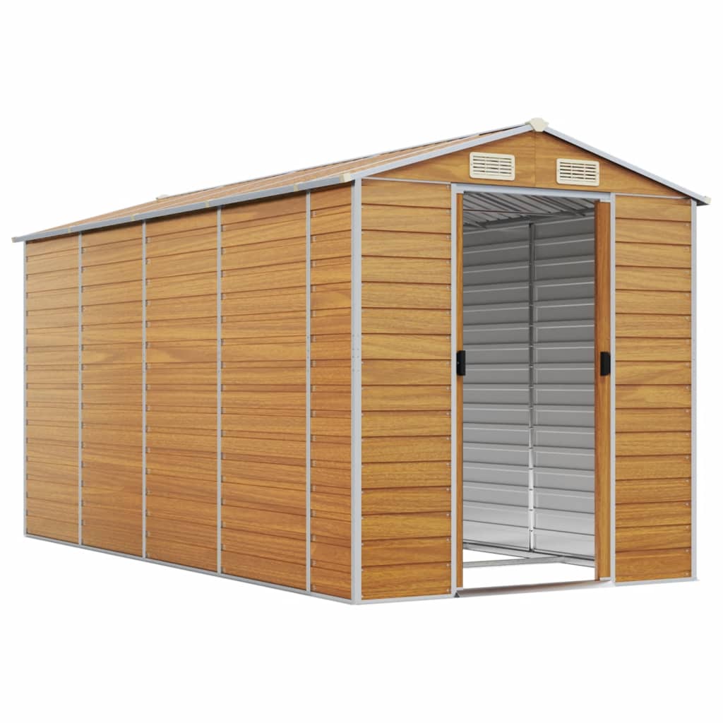 Vidaxl Garden Shed 191x385x198 cm ocynkowana stalowa jasnobrązowa