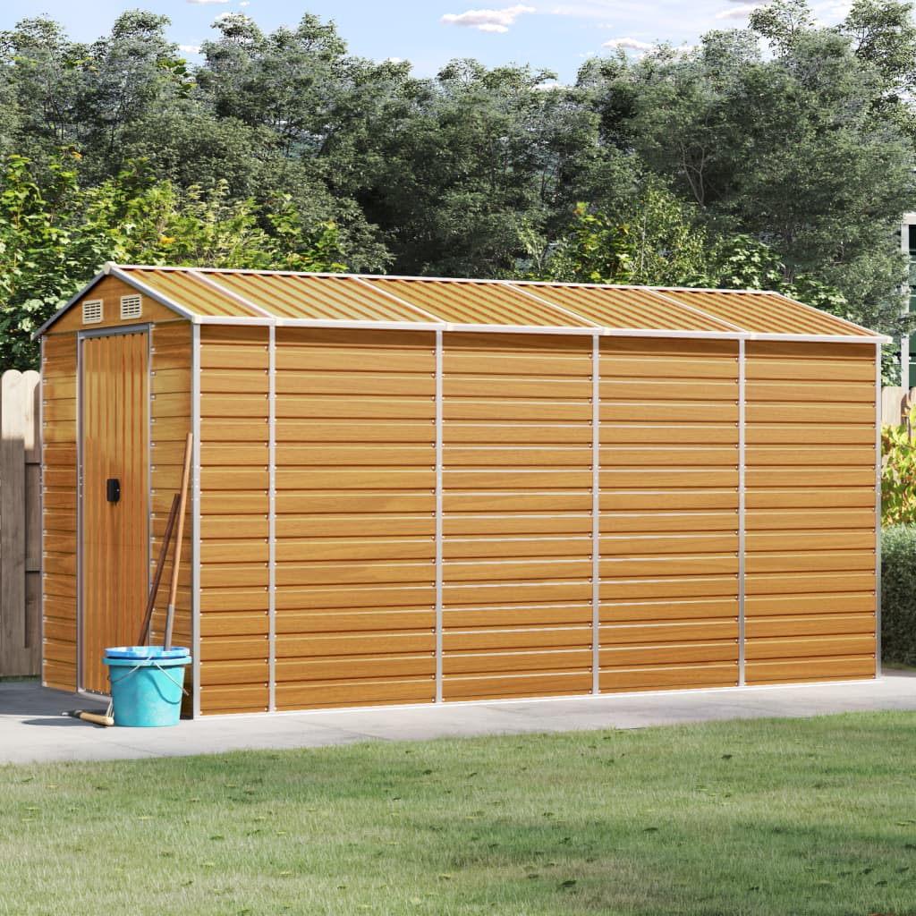 Vidaxl Garden Shed 191x385x198 cm ocynkowana stalowa jasnobrązowa