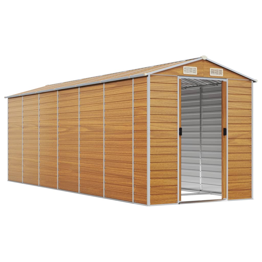 Vidaxl Garden Shed 191x555x198 cm pocinkano jekleno svetlo rjavo