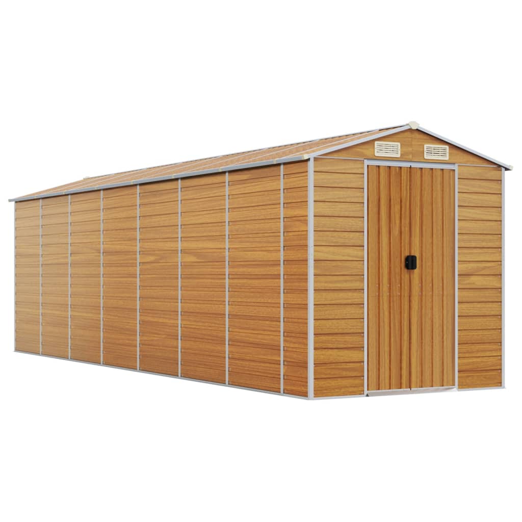 Vidaxl Garden Shed 191x640x198 cm pocinkano jekleno svetlo rjavo
