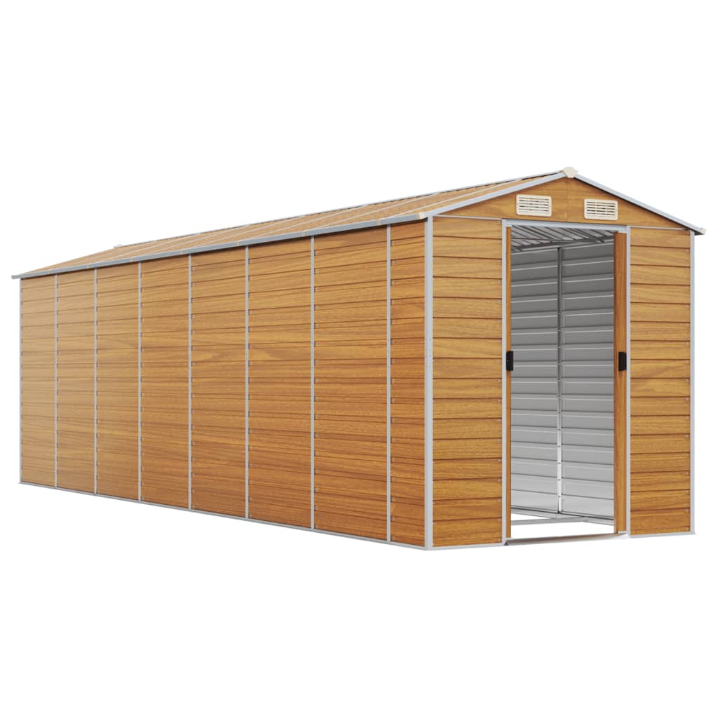 Vidaxl Garden Shed 191x640x198 cm pocinkano jekleno svetlo rjavo