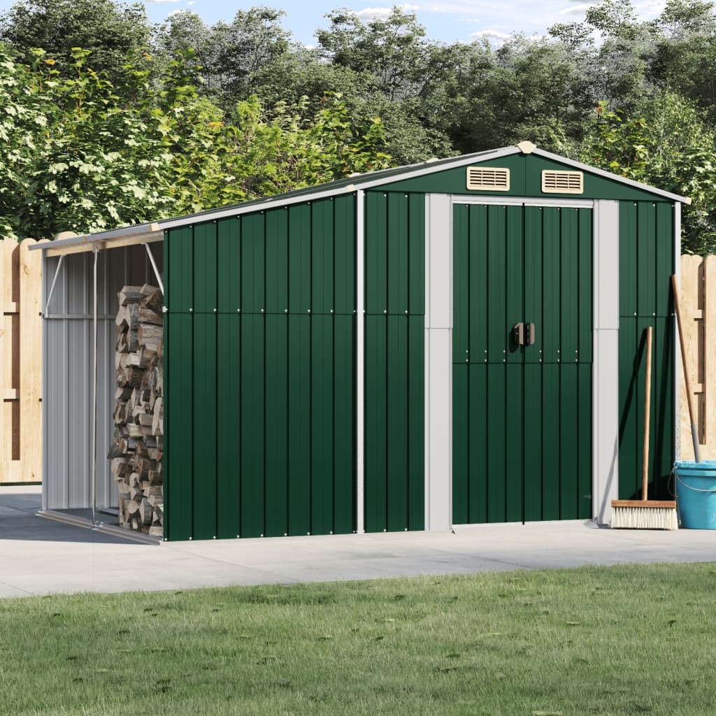 Vidaxl Garden Shed 277x192.5x179 cm ocynkowana stalowa zielona