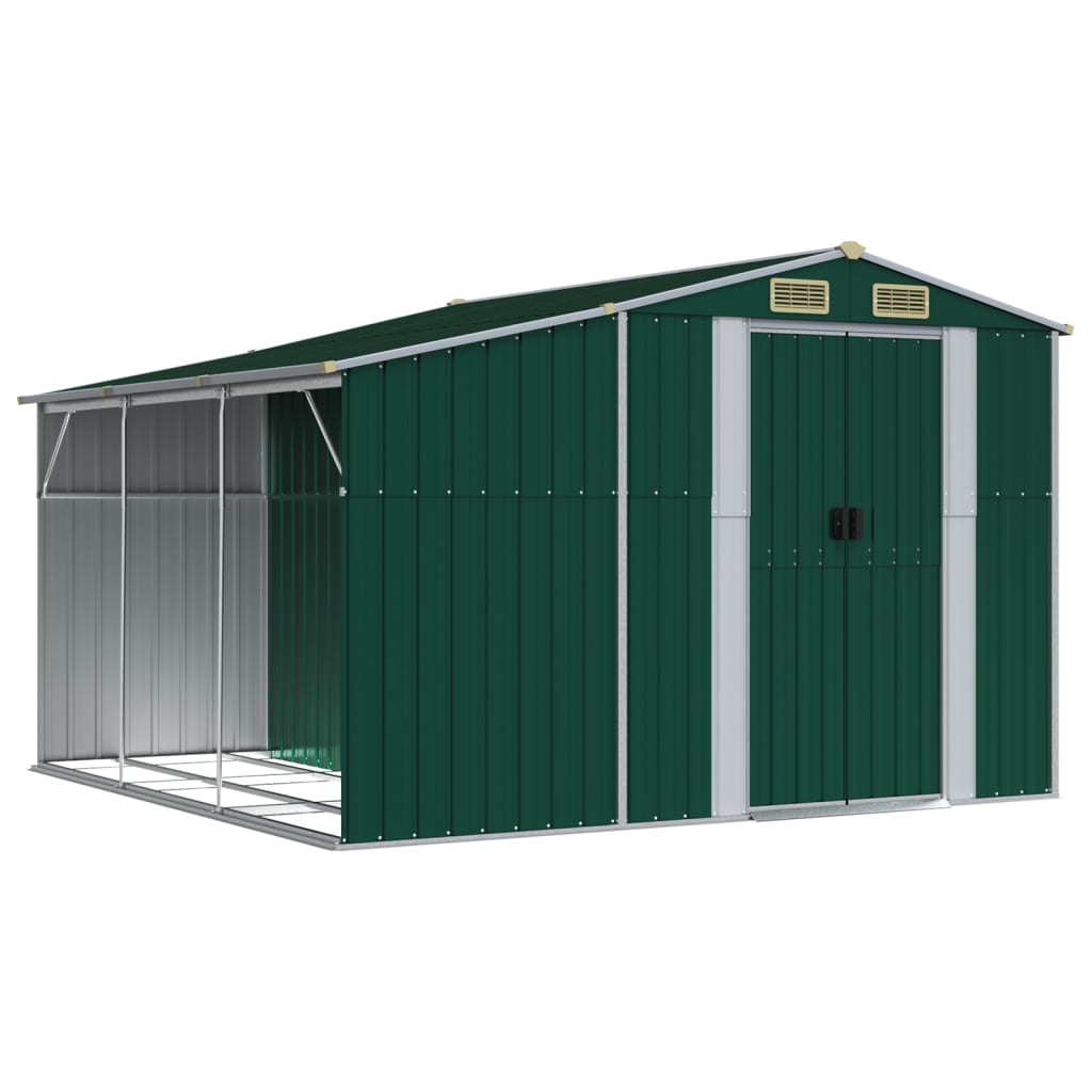 Vidaxl Garden Shed 277x279x179 cm pocinkano jekleno zeleno