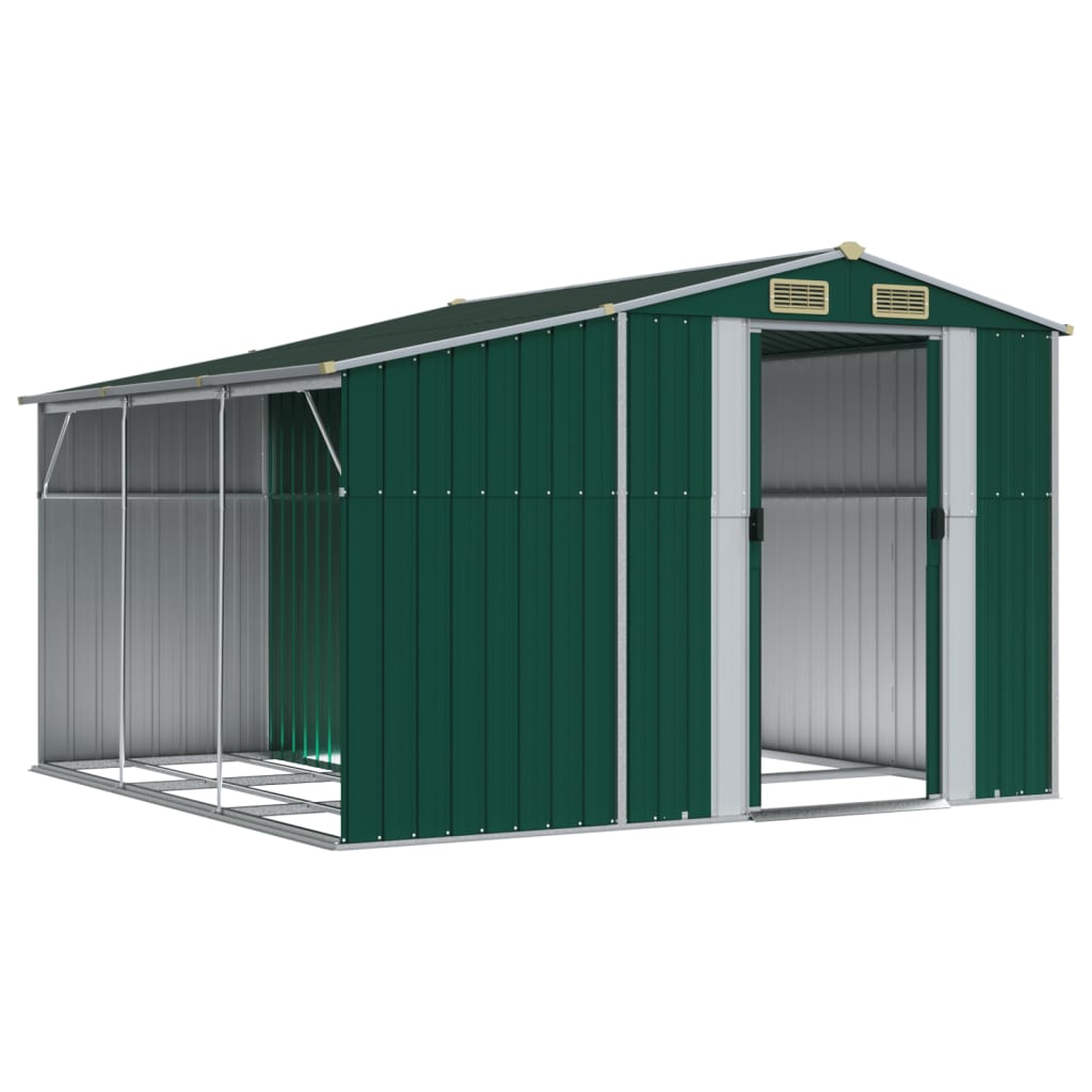 Vidaxl Garden Shed 277x279x179 cm pocinkano jekleno zeleno