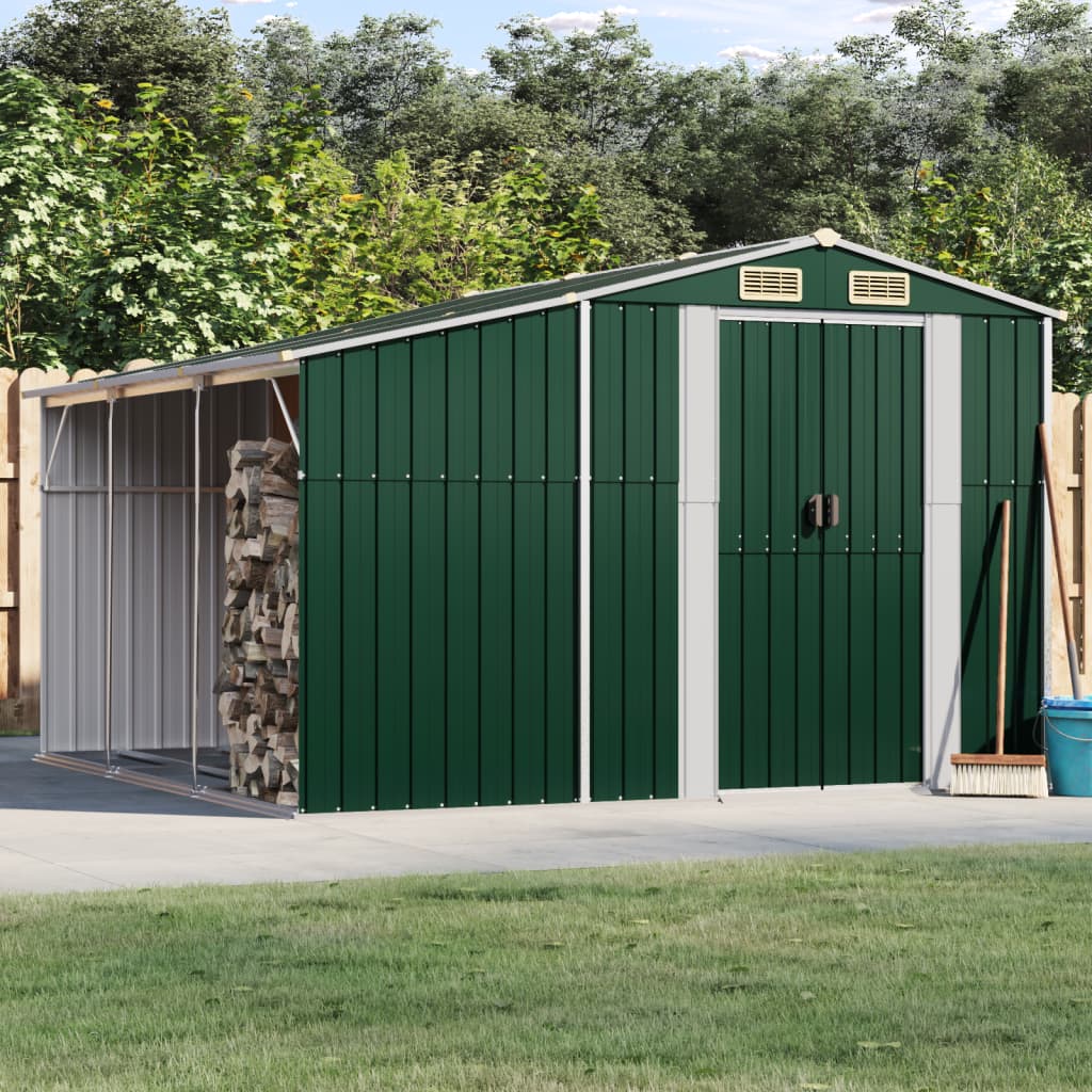 Vidaxl Garden Shed 277x279x179 cm pocinkano jekleno zeleno