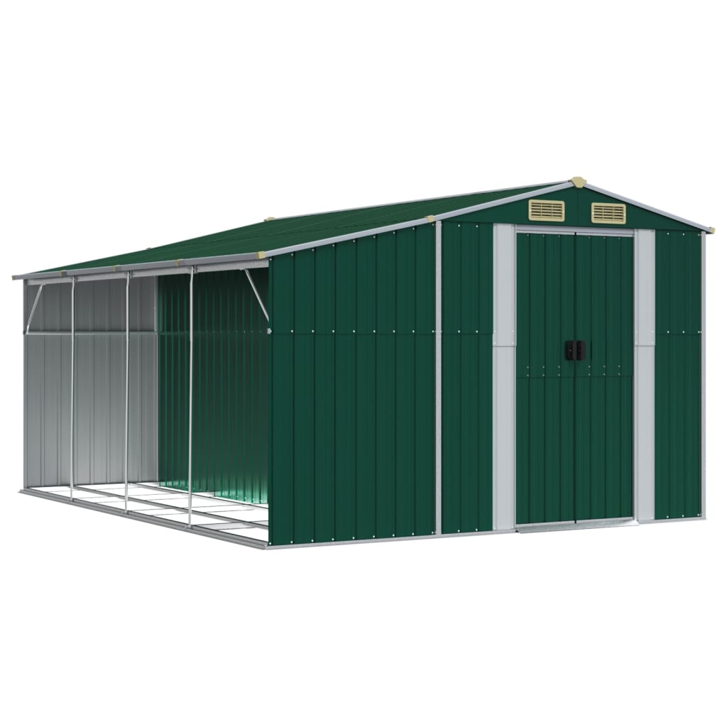 Vidaxl Garden Shed 277x365.5x179 cm ocynkowana stalowa zielona