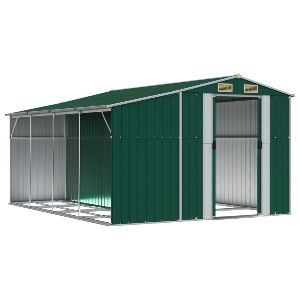 Vidaxl Garden Shed 277x365.5x179 cm ocynkowana stalowa zielona