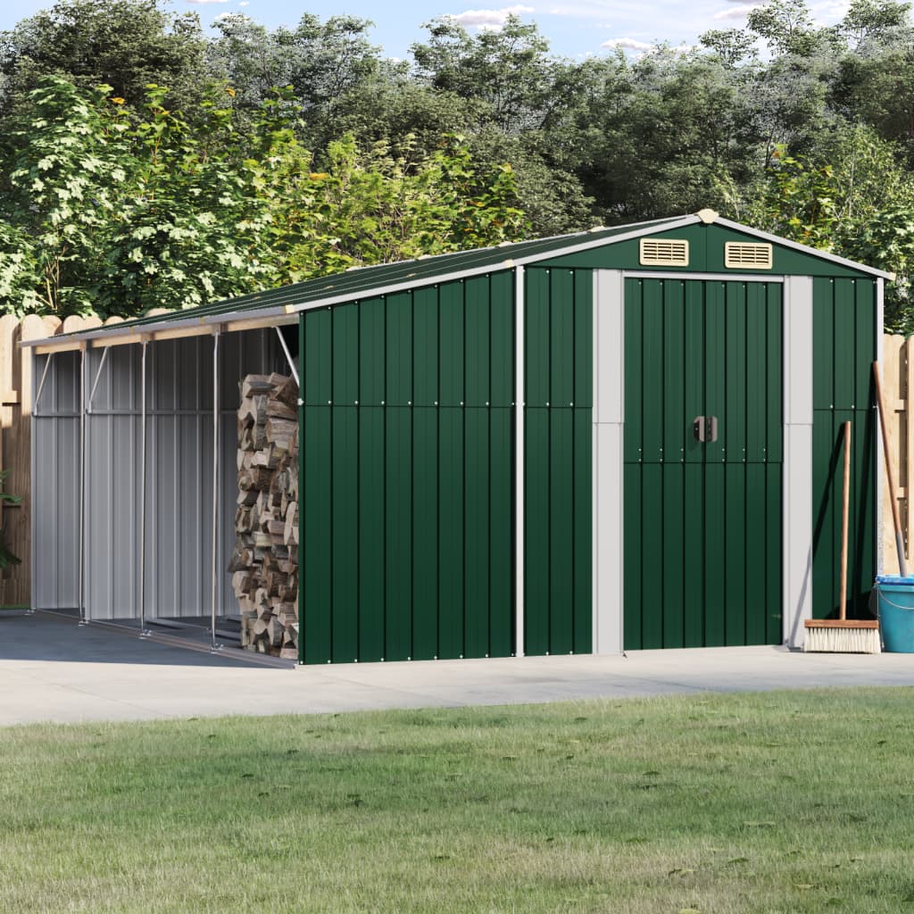 Vidaxl Garden Shed 277x365.5x179 cm ocynkowana stalowa zielona
