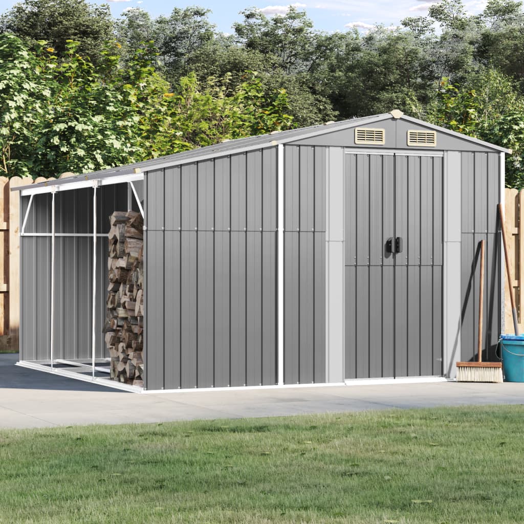 Vidaxl Garden Shed 277x279x179 cm ocynkowana stalowa szarość