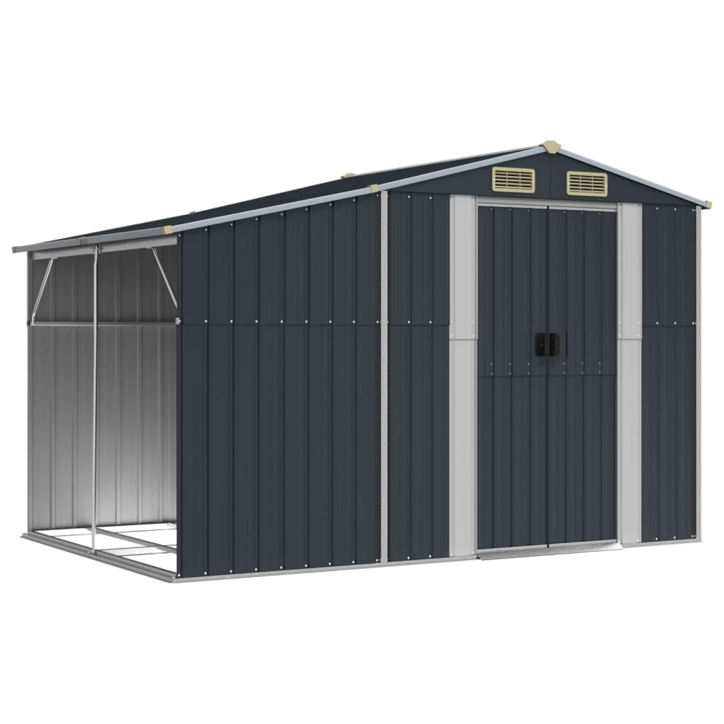 Vidaxl Garden Shed 277x192.5x179 cm pocinkane jeklene antracitne barve