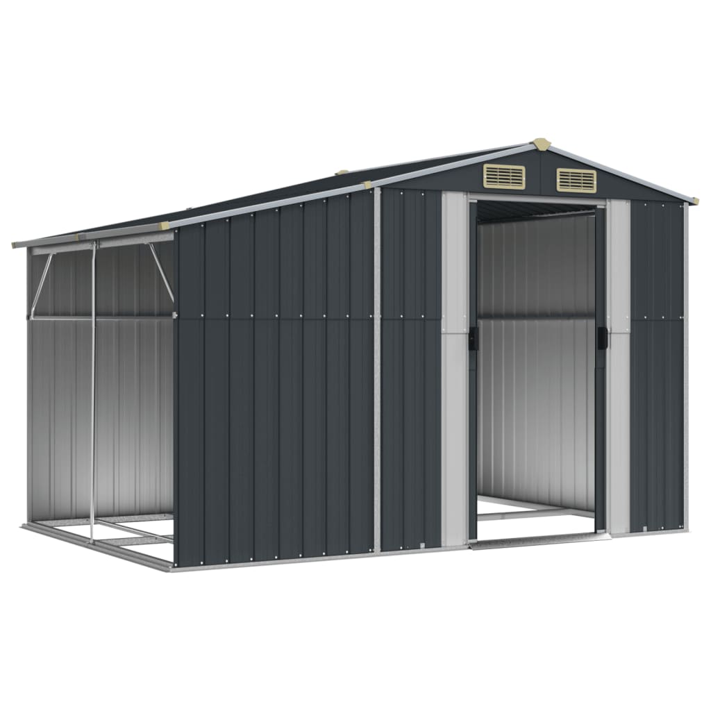 Vidaxl Garden Shed 277x192.5x179 cm pocinkane jeklene antracitne barve