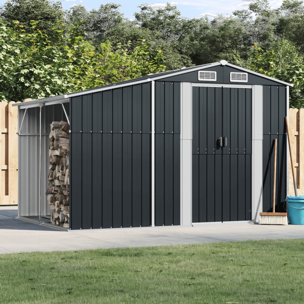 Vidaxl Garden Shed 277x192.5x179 cm pocinkane jeklene antracitne barve