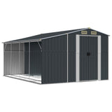 Vidaxl Garden Shed 277x365.5x179 cm pocinkane jeklene antracitne barve