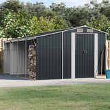 Vidaxl Garden Shed 277x365.5x179 cm pocinkane jeklene antracitne barve