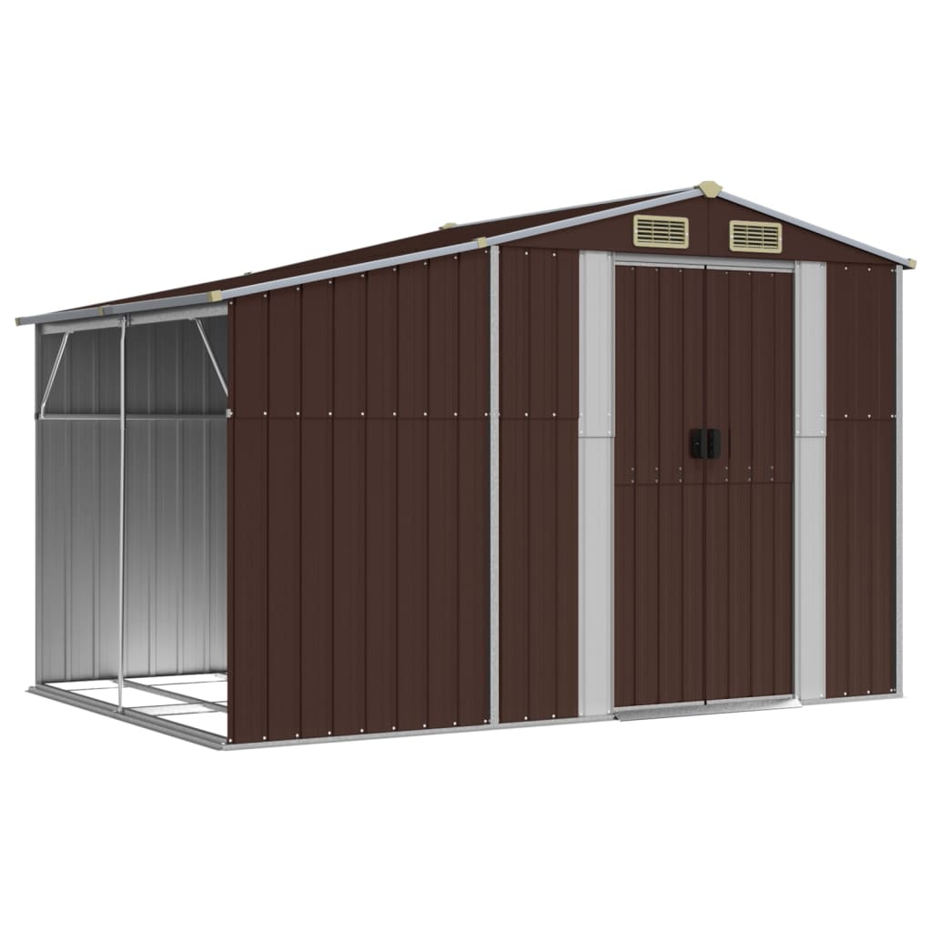 Vidaxl Garden Shed 277x192.5x179 cm ocynkowana stalowa brąz