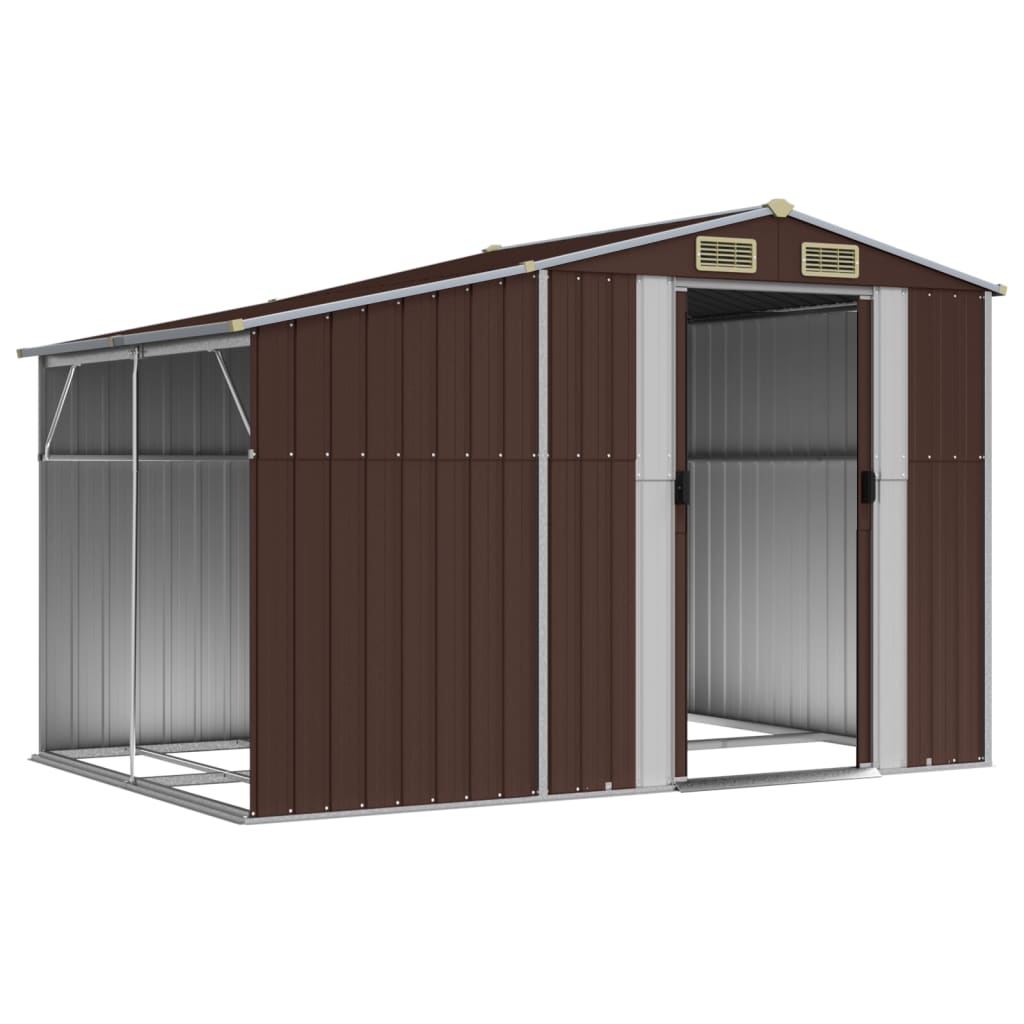 Vidaxl Garden Shed 277x192.5x179 cm ocynkowana stalowa brąz