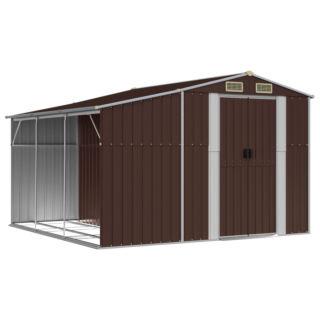 Vidaxl Garden Shed 277x279x179 cm ocynkowana stalowa brąz