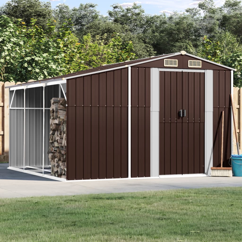 Vidaxl Garden Shed 277x279x179 cm ocynkowana stalowa brąz