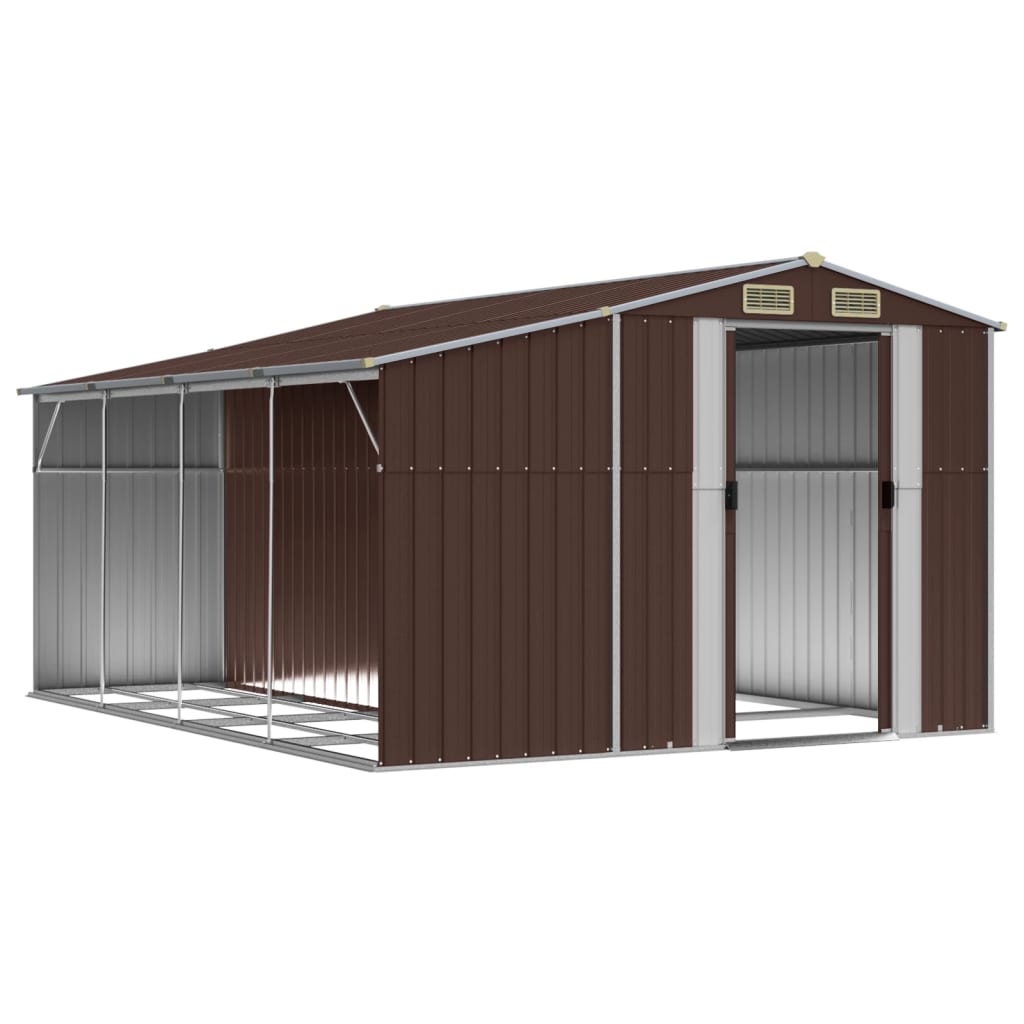 Vidaxl Garden Shed 277x365.5x179 cm galwanizowany stalowy brąz