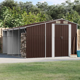Vidaxl Garden Shed 277x365.5x179 cm galwanizowany stalowy brąz
