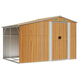 Vidaxl Garden Shed 277x192.5x179 cm pocinkano jekleno svetlo rjavo