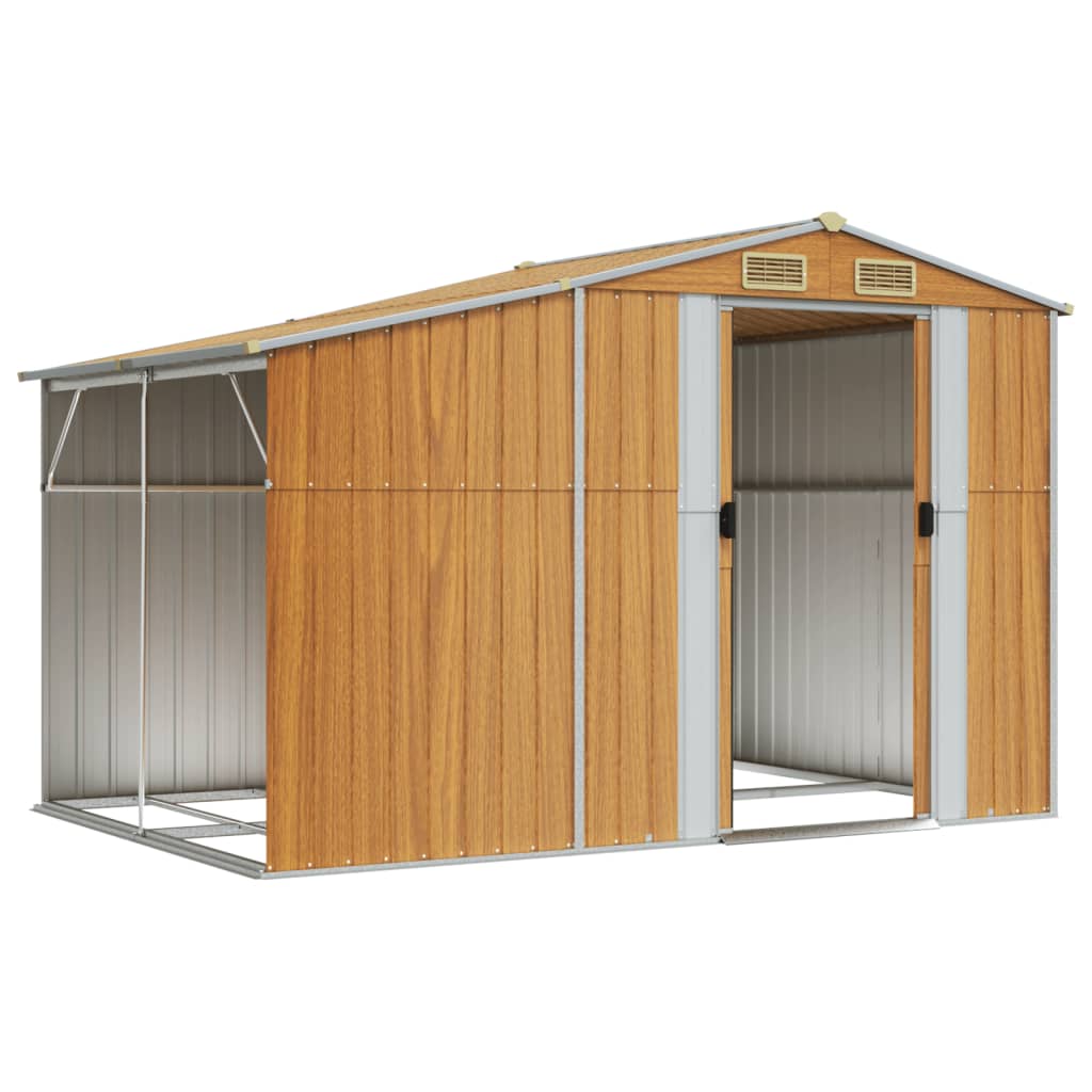 Vidaxl Garden Shed 277x192.5x179 cm pocinkano jekleno svetlo rjavo