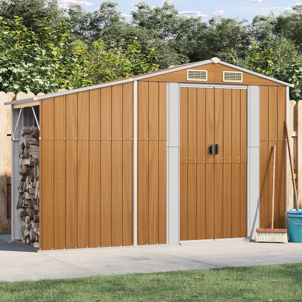 Vidaxl Garden Shed 277x93x179 cm pocinkano jekleno rjavo