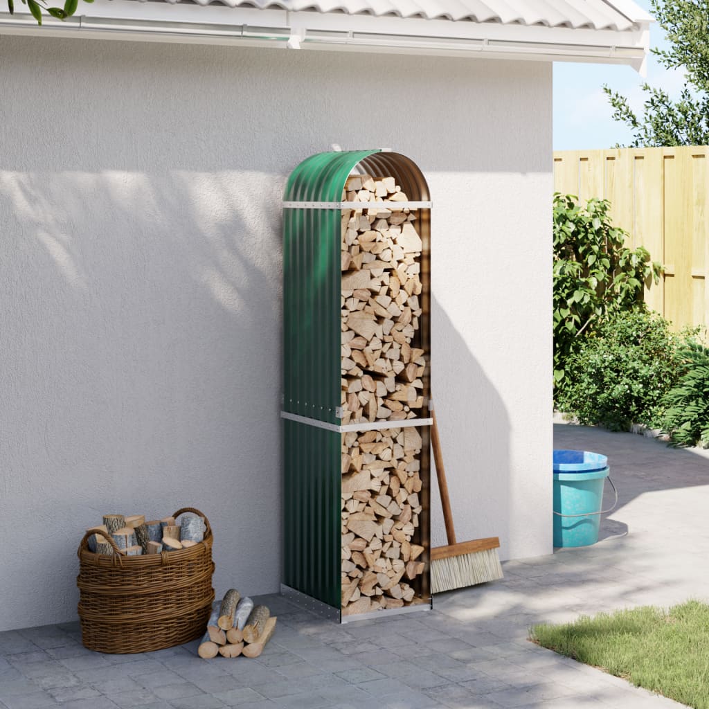 Vidaxl Brennholz Aufbewahrung 40x45x170 cm verzinktes Stahlgrün