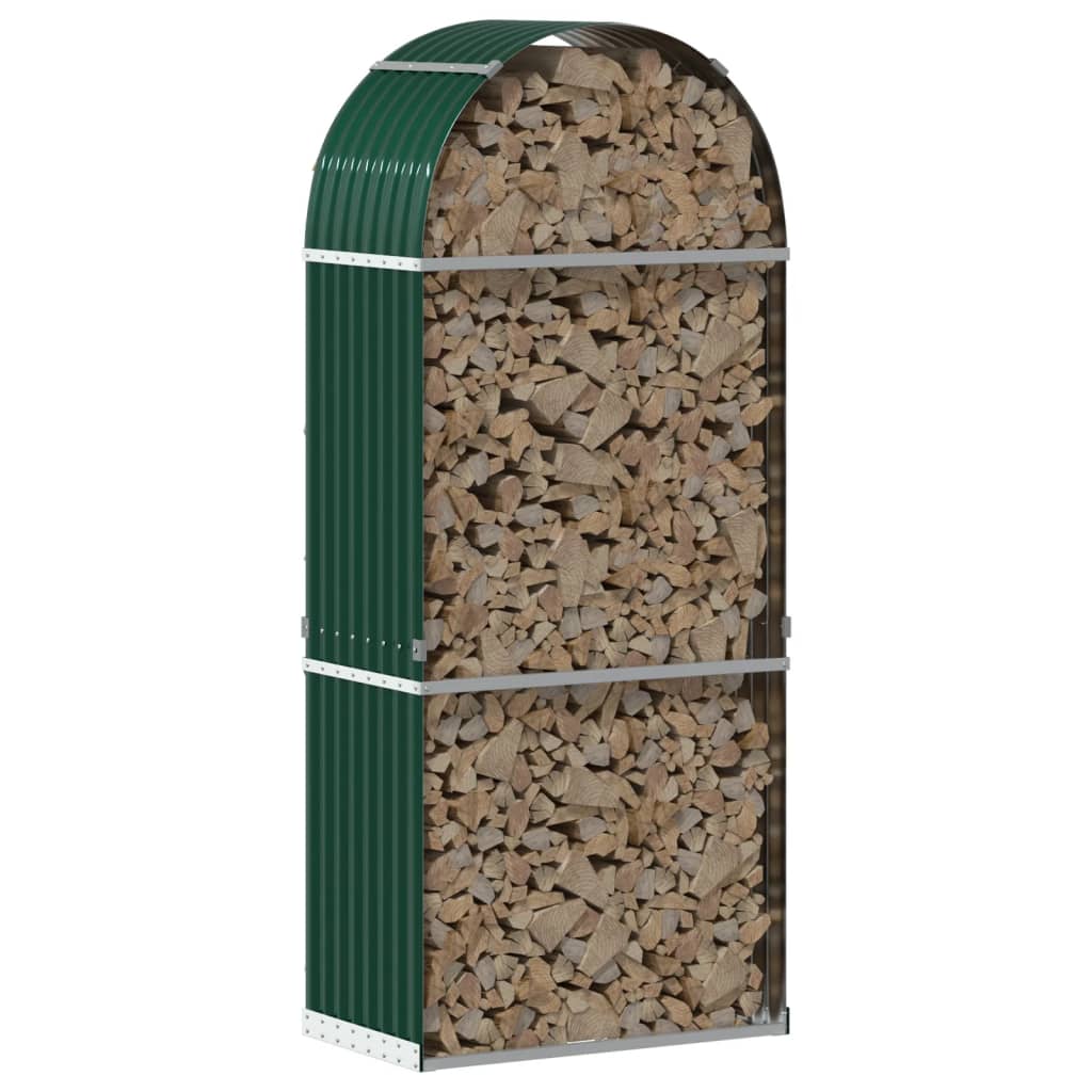 Vidaxl Brennholz Aufbewahrung 80x45x190 cm verzinktes Stahlgrün