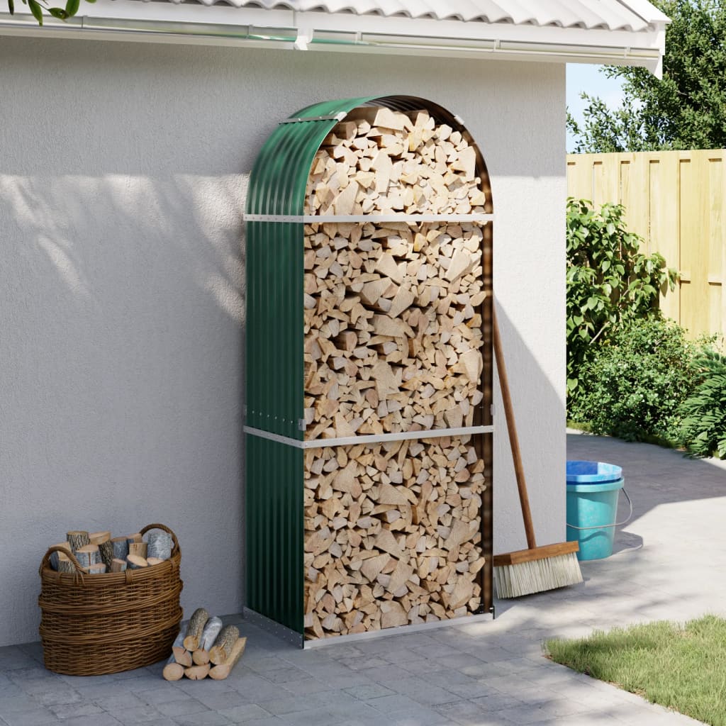 Vidaxl Brennholz Aufbewahrung 80x45x190 cm verzinktes Stahlgrün