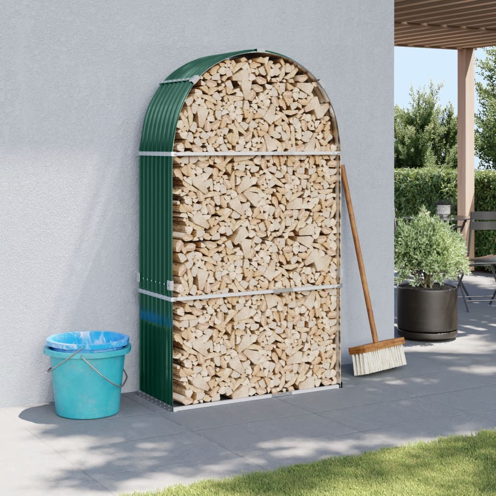 Vidaxl Brennholz Speicher 120x45x210 cm verzinktes Stahlgrün