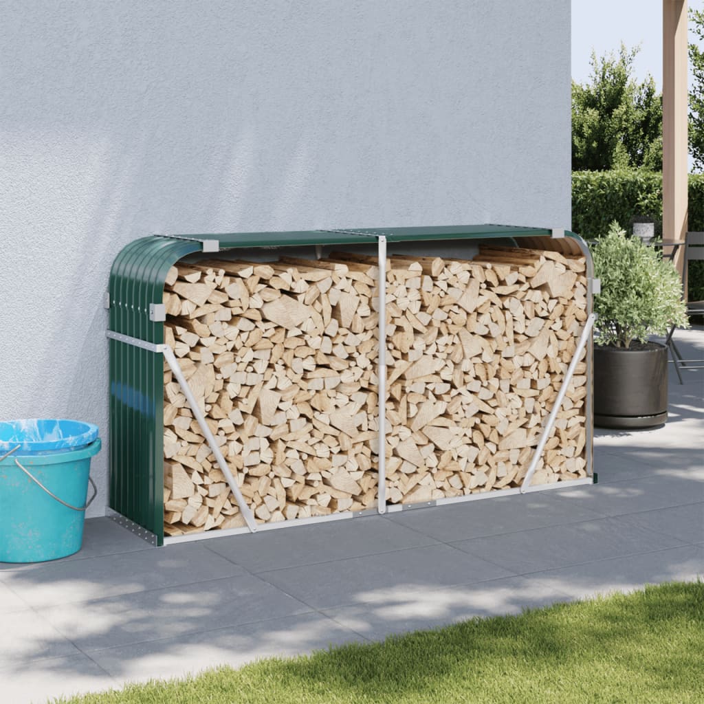 Vidaxl Strangement de bois de chauffage 180x45x100 cm en acier galvanisé vert