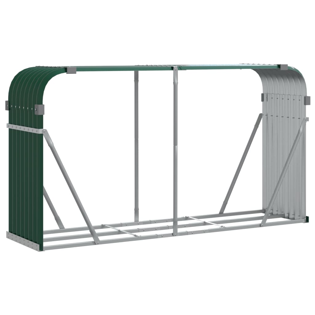 Vidaxl Storage za drva 234x45x100 cm pocinkano jekleno zeleno
