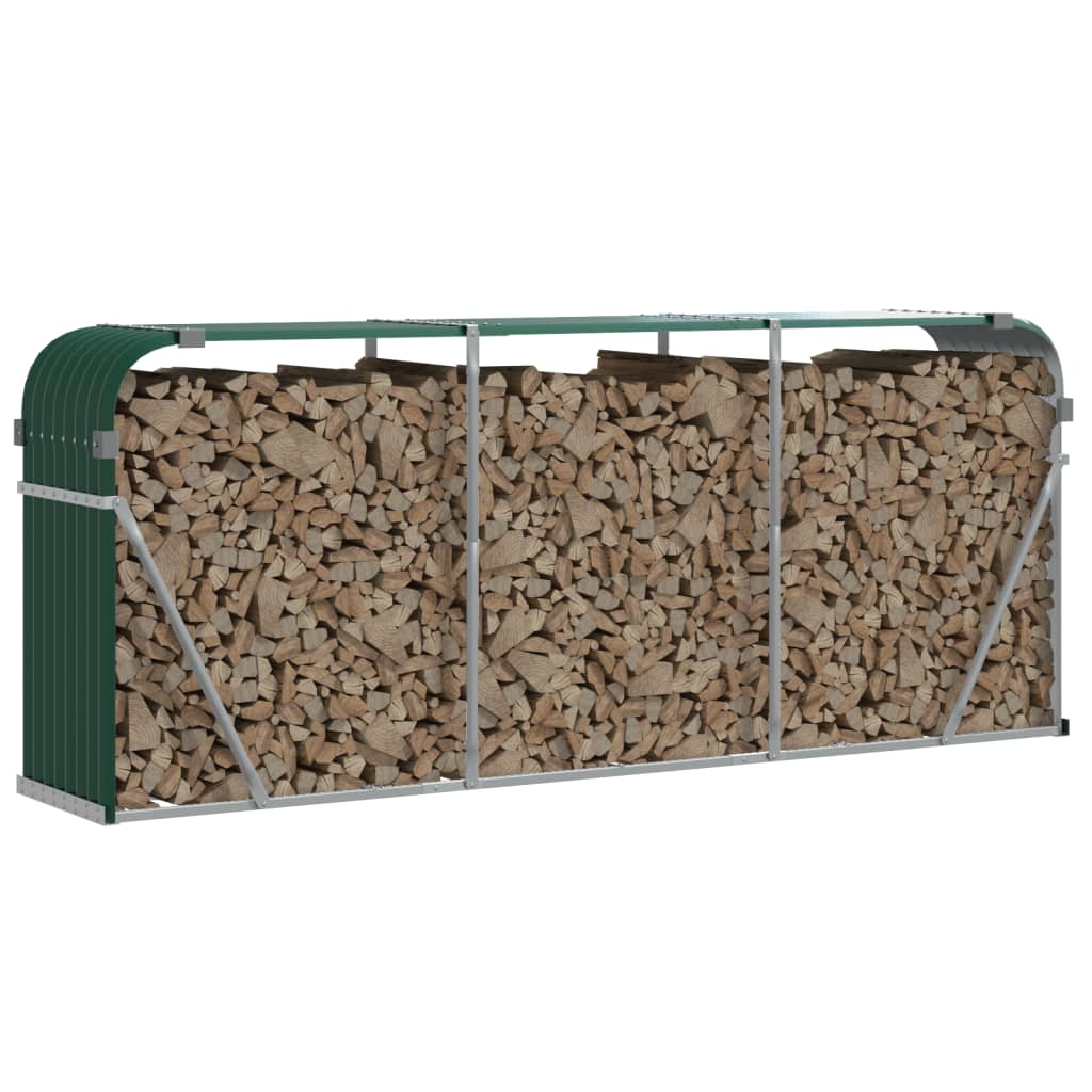 Vidaxl Storage za drva 234x45x100 cm pocinkano jekleno zeleno