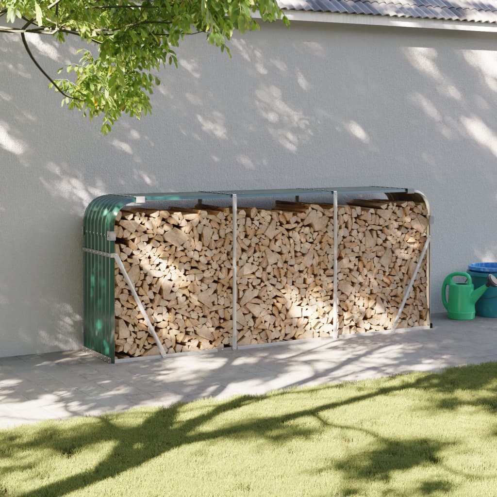 Vidaxl Storage za drva 234x45x100 cm pocinkano jekleno zeleno