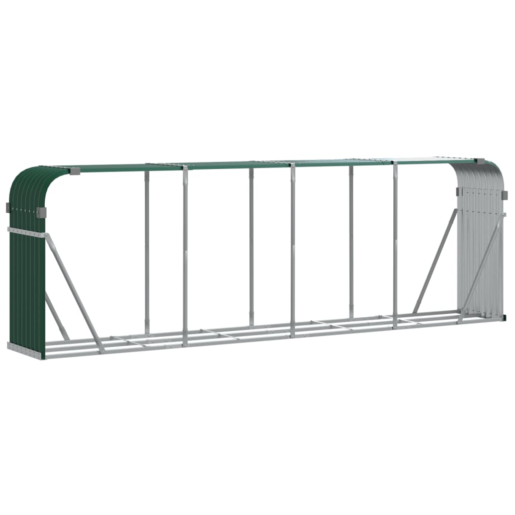Vidaxl Brennholz Aufbewahrung 300x45x100 cm verzinktes Stahlgrün