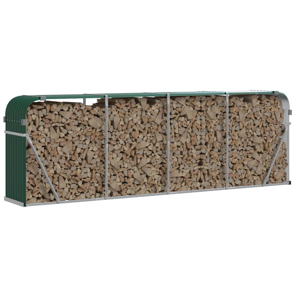 Vidaxl Brennholz Aufbewahrung 300x45x100 cm verzinktes Stahlgrün
