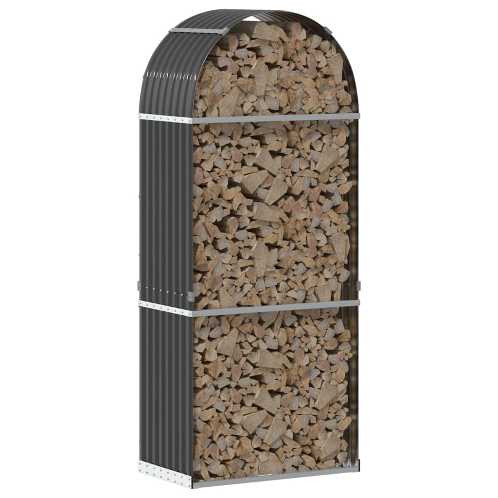 Vidaxl Storage za shranjevanje drva 80x45x190 cm pocinkani jekleni antracit