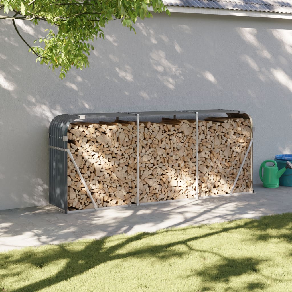 Vidaxl Brennholz Aufbewahrung 234x45x100 cm verzinkter Stahl -Anthrazit
