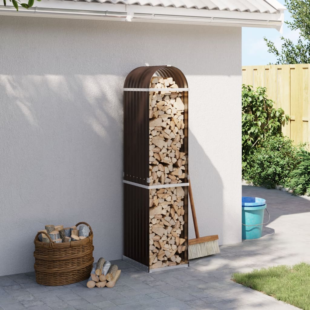 Stockage de bois de chauffage vidaxl 40x45x170 cm brun en acier galvanisé