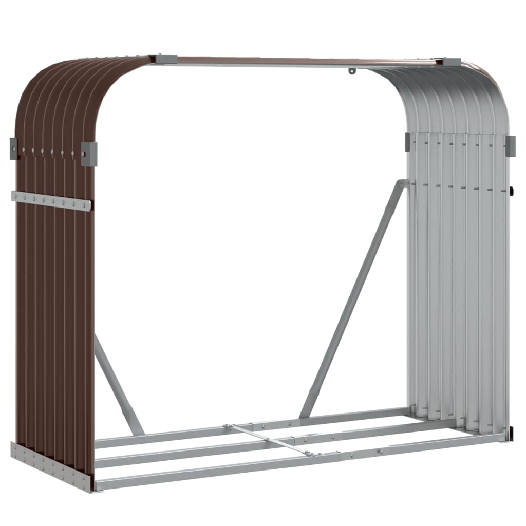 Almacenamiento de leña de Vidaxl 120x45x100 cm de acero galvanizado marrón