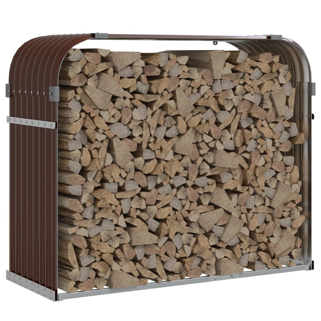 Almacenamiento de leña de Vidaxl 120x45x100 cm de acero galvanizado marrón