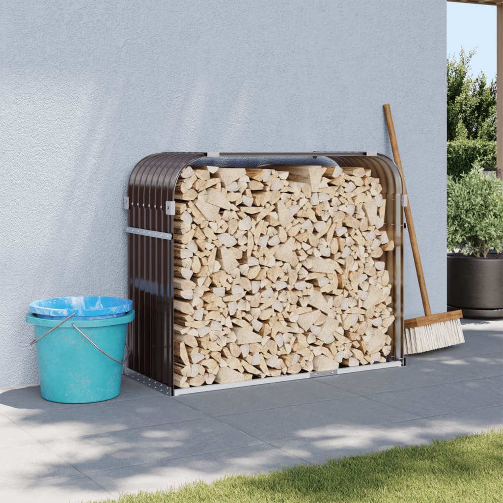 Almacenamiento de leña de Vidaxl 120x45x100 cm de acero galvanizado marrón