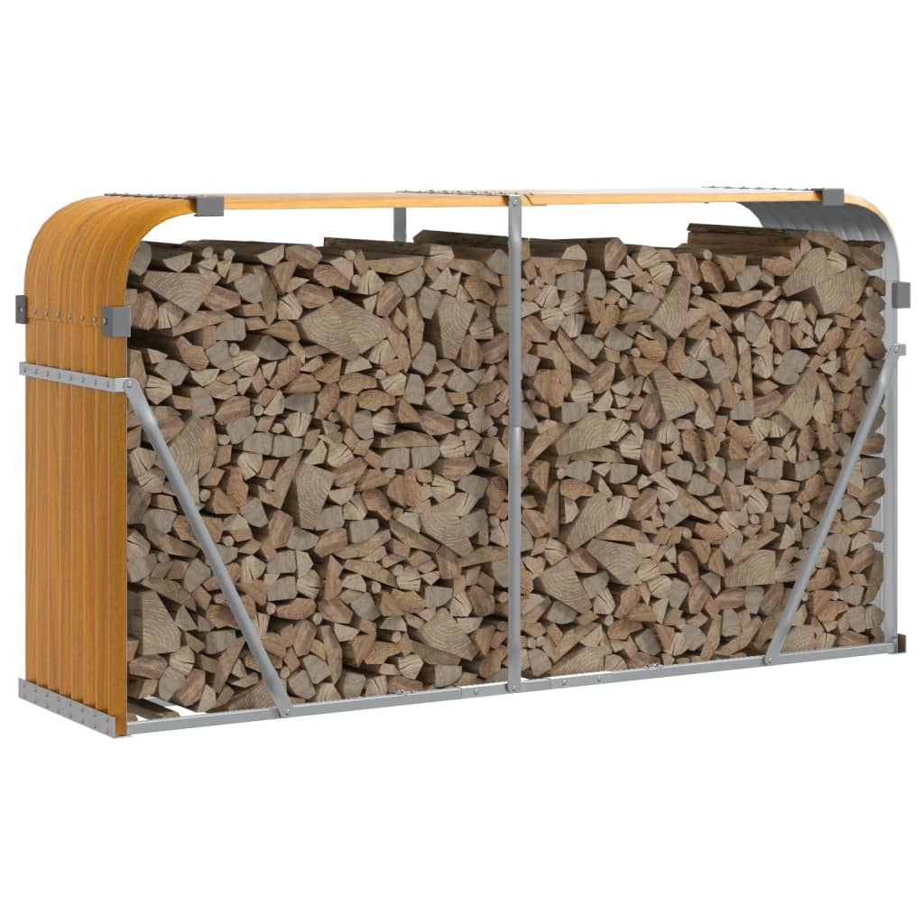 Vidaxl Firewood Storage 180x45x100 cm in acciaio zincato in acciaio chiaro
